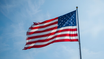 Fototapeta premium The US flag is fluttering.