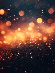 Obraz premium Ethereal amber light and bokeh illuminate a dark space creating a magical and dreamy atmosphere festive backdrop