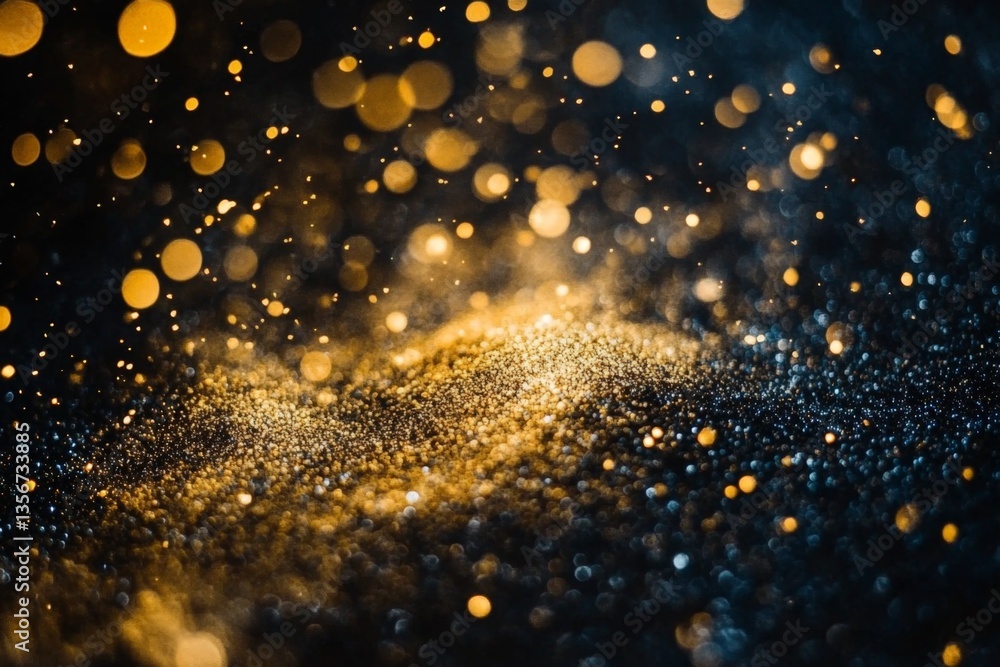 Aufkleber golden and silver particles create a magical atmosphere in a dark setting during nighttime explorati