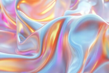 Fototapeta premium Abstract iridescent fabric with flowing curves soft light and pastel colors for modern background