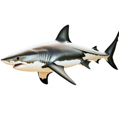 Fototapeta premium Great White Shark. A Powerful Predator Of The Ocean, Isolated On Transparent or white.