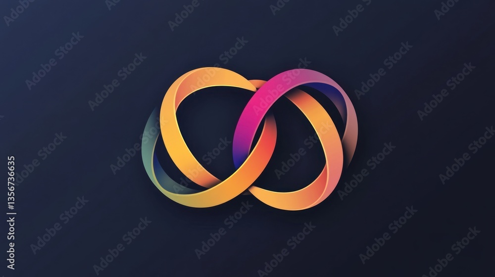 Poster interlocking gradient rings, a symbol of unity and interconnectedness