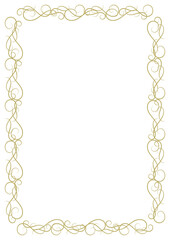 Golden vintage frame A4. Graceful arabesques and border. Version 6. Vector illustration