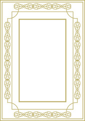 Golden vintage frame A4. Graceful arabesques and border. Version 4. Vector illustration