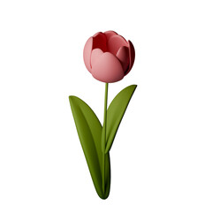 Beautiful 3D pink tulip illustration, perfect for springtime themes, floral designs, and vibrant backgrounds. Ideal for greeting cards, wallpapers, and natural beauty promotions.