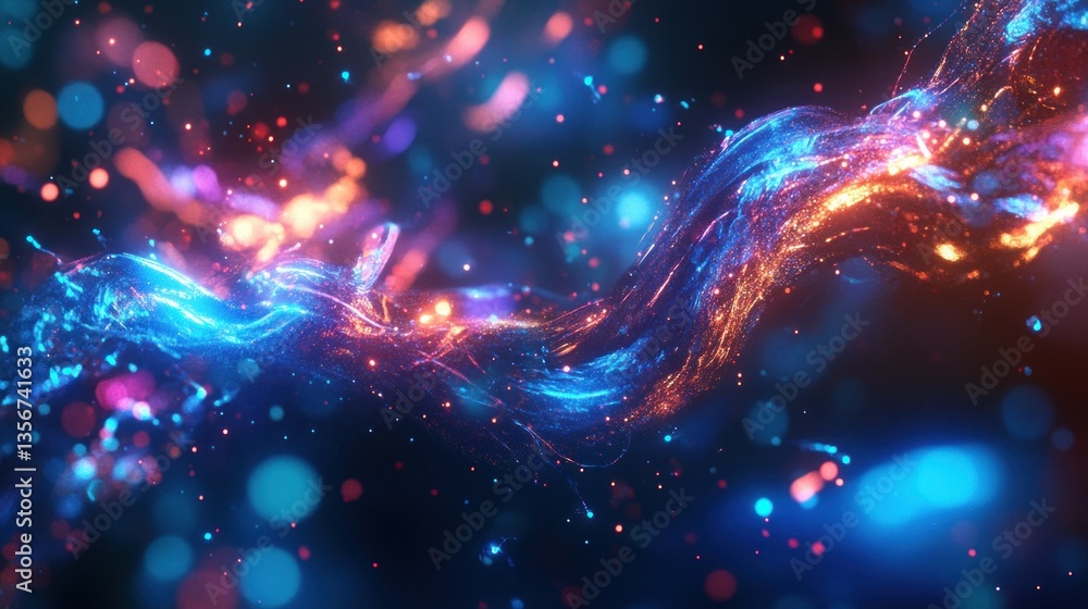 Poster abstract flowing lights background showing bright illumination effects for creative design concepts