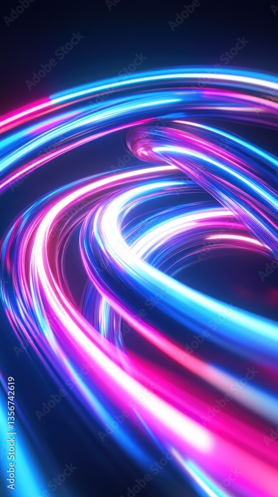 Poster abstract flow of luminous trails in vibrant colors against dark background a digital rendering
