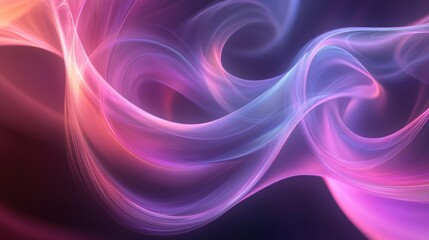 Fototapeta premium Elegant light painting in flowing ribbons of magenta purple and cyan on smooth dark background