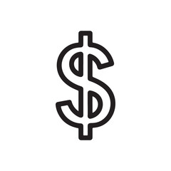 American dollar black line art icon isolated on white background.