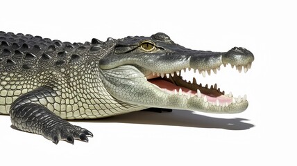 Obraz premium Realistic crocodile with open mouth isolated on white background