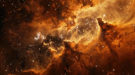Cosmic Nebula: Fiery Orange Space Clouds.