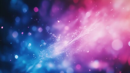 Fototapeta premium Vivid nebula background with shimmering starlight and bokeh lights blending rich hues of blue and pink creating magical serene artistic mood