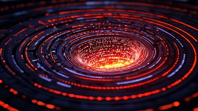 Abstract Digital Vortex: A Glowing Abyss of Data and Technology