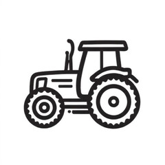 Naklejka premium A powerful farm tractor ready for harvest, a symbol of agricultural strength and hard work, depicted in bold black line art.