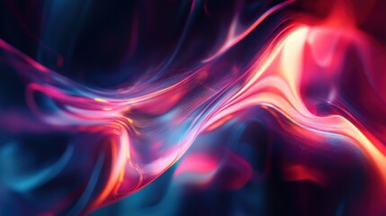 Obraz premium Vibrant abstract waveform of iridescent colors artful light painting of vivid curves and flowing lines futuristic modern background
