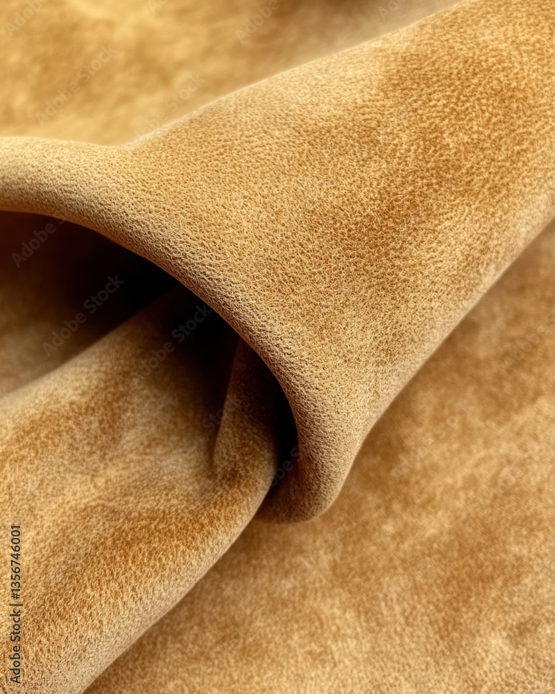 Poster luxurious close up of soft tan suede fabric texture capturing depth and richness for fashion and des