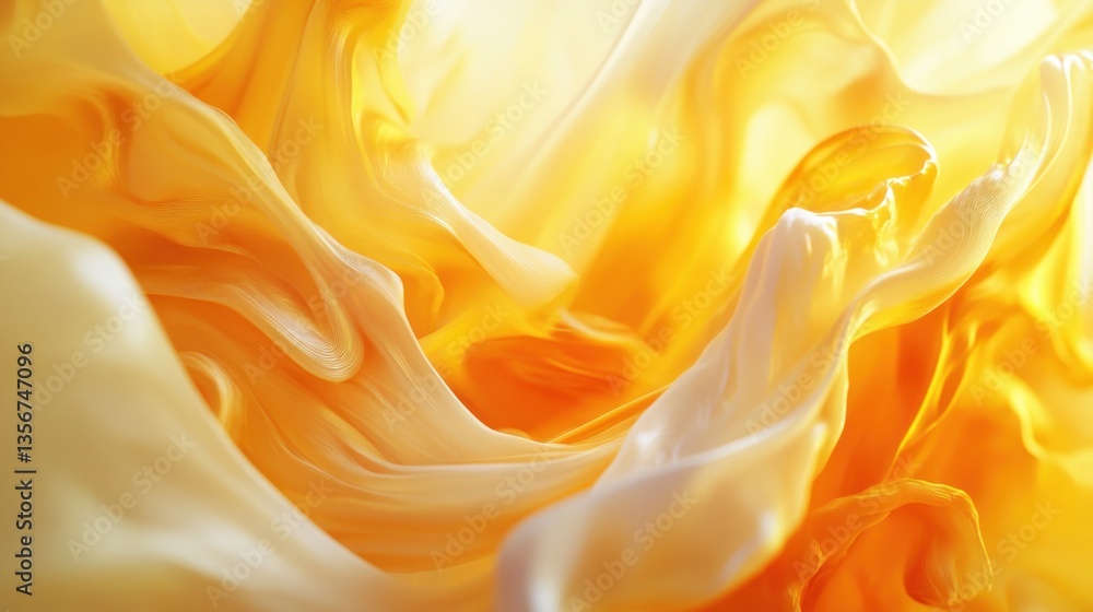 Poster ethereal golden silk wave abstract forms smooth gentle texture bright background luminous gradient