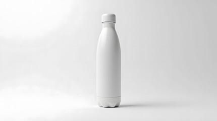 Slim white sports bottle mockup for hydration and fitness branding