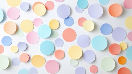 Elegant pastel circles pattern on white surface capturing a playful artistic ambiance ideal for background usage