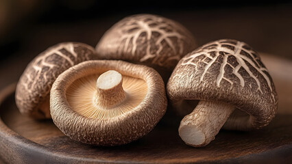 shiitake mushroom with a rich brown cap and textured surface