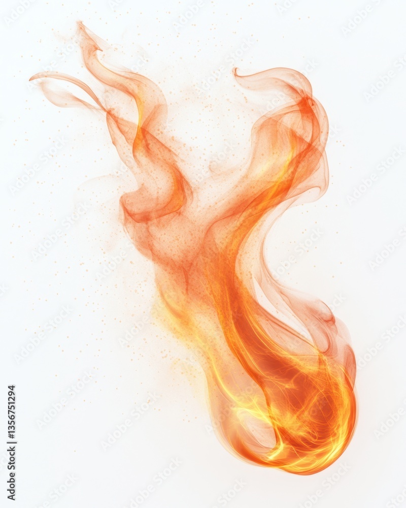 Poster abstract fiery smoke and orange energy on a clean white backdrop creating a dynamic and captivating 