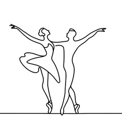 Elegant ballet dancers in graceful pose on a minimalist background  