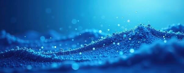 Abstract blue wavy background with sparkling particles resembling a tranquil ocean,  wavy,  background