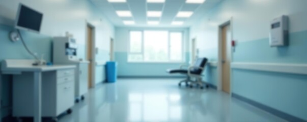 Abstract blurred hospital and clinic interior with medical equipment, providing a neutral background for design layouts or key visuals,  abstract,  background