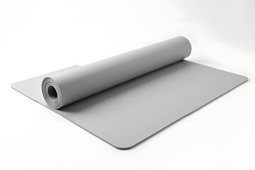 Rolled gray yoga mat mockup for fitness lifestyle branding setup