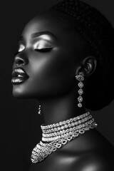 A beautiful Black woman wearing silver jewelry