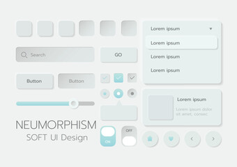 3D Neumorphic Soft UI Design. 3D Bottons.