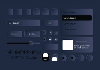 3D Neumorphic Soft UI Design. 3D Bottons.