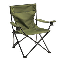 Green folding chair isolated on transparent background. Clipping path included.