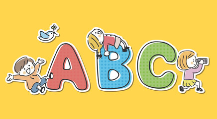 英語と子供たちのイラスト