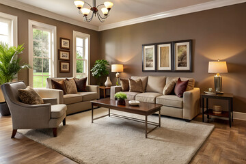 Cozy Modern Living Room Design with Neutral Tones and Elegant Decor