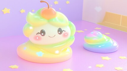 Adorable Rainbow Poop: A Whimsical 3D Render