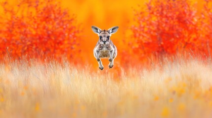 Leaping Joey in Autumnal Wonderland
