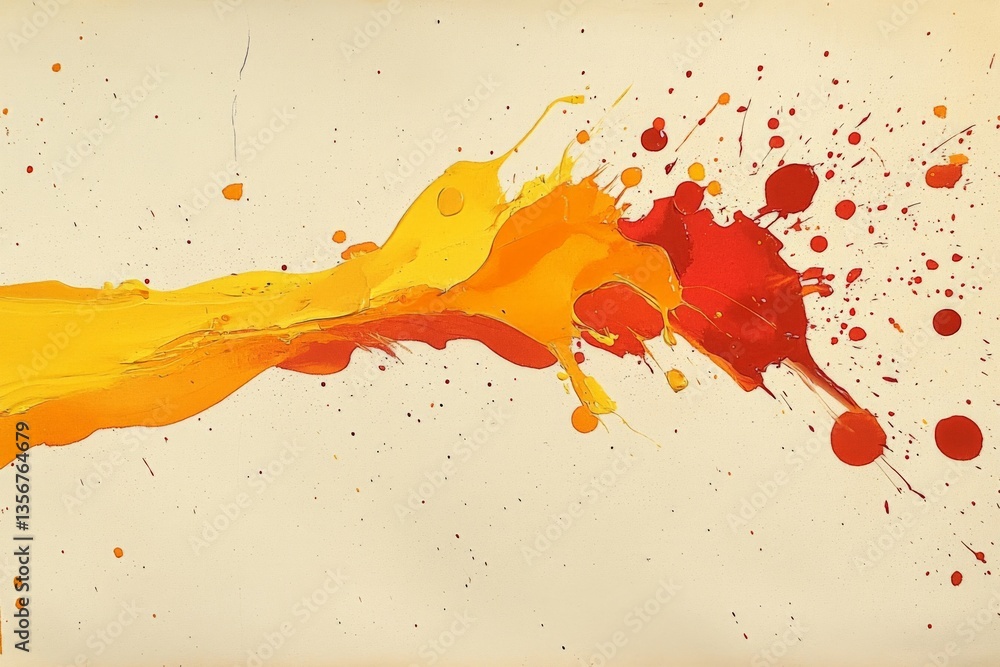 Aufkleber vibrant abstract art with dynamic splashes of yellow, orange, and red on a neutral background