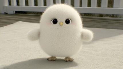 Adorable Fluffy Owlet: A 3D Rendered Image of a Cute Baby Owl