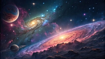 Majestic View of Multiple Galaxies and Planets