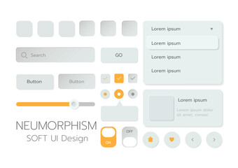 3D Neumorphic Soft UI Design. 3D Bottons.