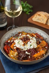Roasted Peppers Burrata Salad with Sun-dried Tomatoes and Herbs
