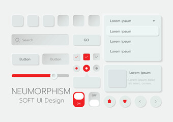 3D Neumorphic Soft UI Design. 3D Bottons.