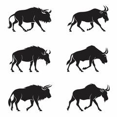 wildebeet icon set black silhouette bundle vector
