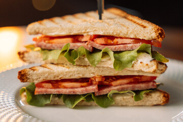 Grilled Ham and Tomato Triangle Sandwiches