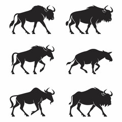 wildebeet icon set black silhouette bundle vector
