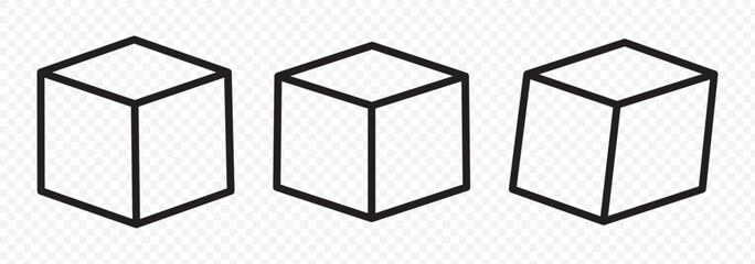Cube icon Black line art vector logo set. EPS 10