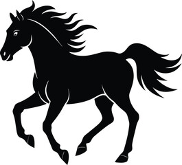 Running horse silhouette, racing Horse