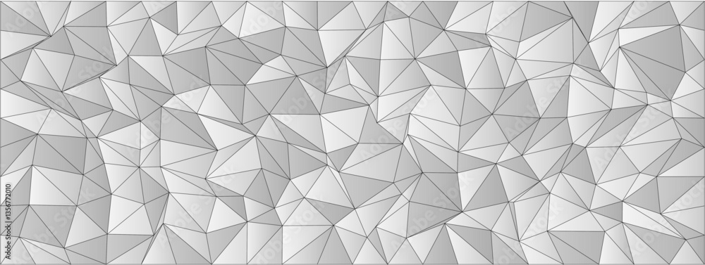 Poster abstract geometric pattern with low poly style in shades of grey for modern design.
