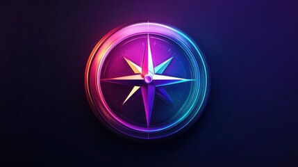 Luminous navigational compass radiating vibrancy on dark gradient backdrop